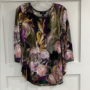 Karen Kane Women's Floral Blouse - Purple, Pink, Green